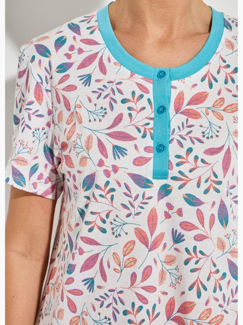 Chemise de nuit courte imprimée col tunisien - Afibel - Kiabi