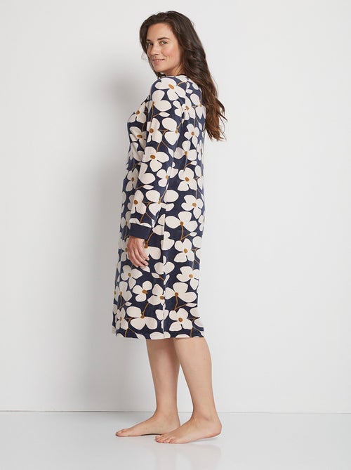 Chemise de nuit courte manches longues - Kiabi