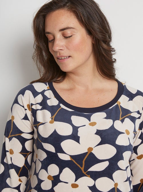 Chemise de nuit courte manches longues - Kiabi