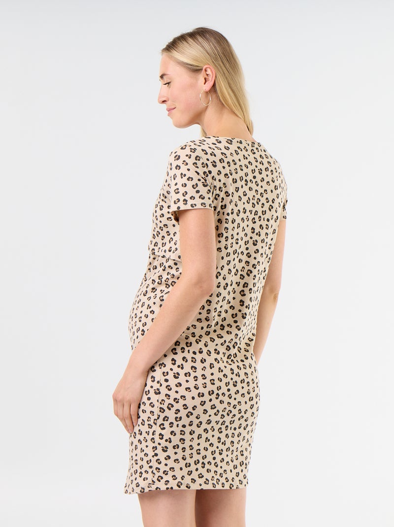 Chemise de nuit d'allaitement à message Beige - Kiabi