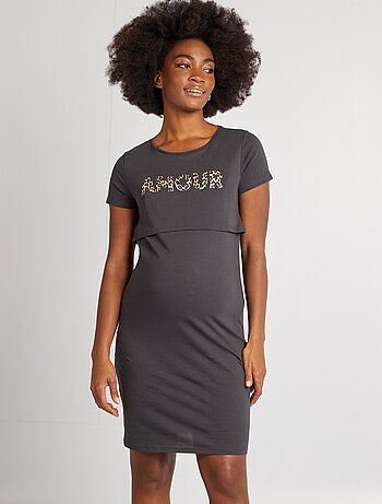 Chemise de nuit d'allaitement à message