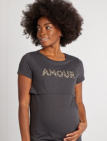 Chemise de nuit d'allaitement à message