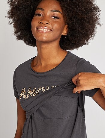 Chemise de nuit d'allaitement à message