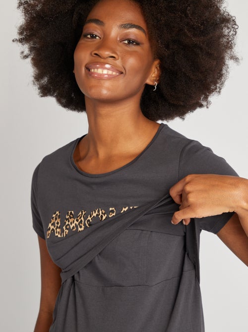 Chemise de nuit d'allaitement à message - Kiabi