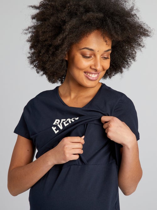 Chemise de nuit d'allaitement à message - Kiabi Chemise de nuit d'allaitement à message - Kiabi