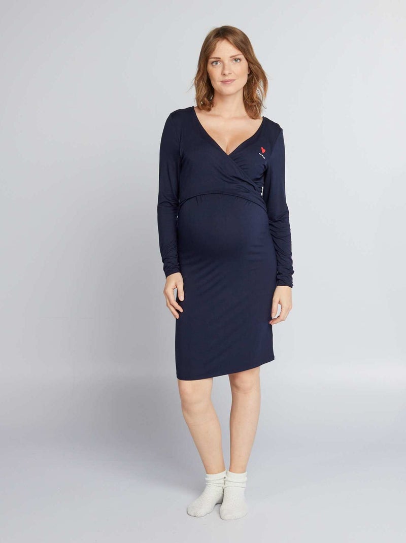 Chemise de nuit d'allaitement Bleu marine - Kiabi