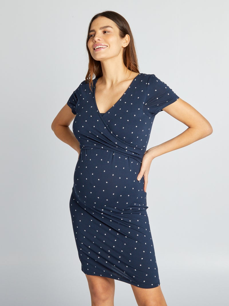 Chemise de nuit d'allaitement Bleu marine - Kiabi