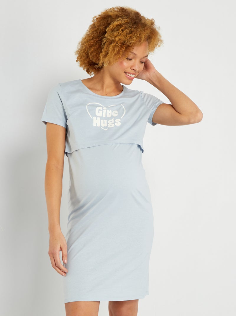 Chemise de nuit de grossesse Bleu clair - Kiabi