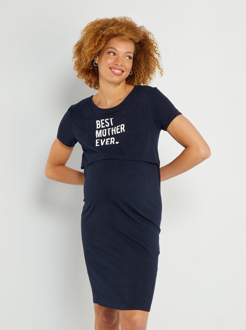 Chemise de nuit de grossesse Bleu marine - Kiabi