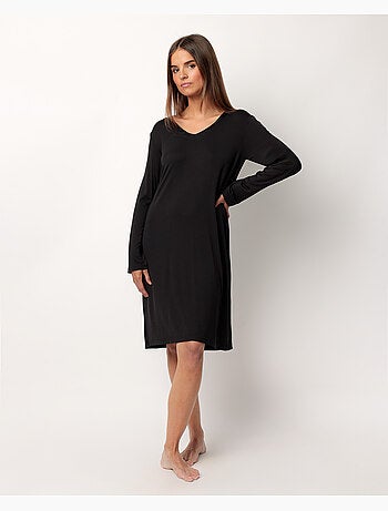 Chemise de nuit de luxe unie à manches longues ADMAS LUXURY pour femme
