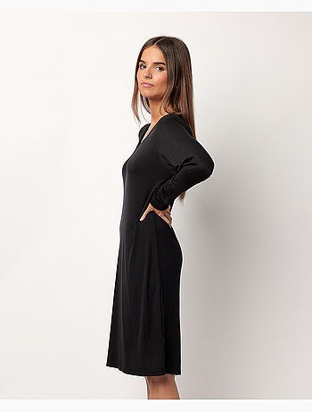 Chemise de nuit de luxe unie à manches longues ADMAS LUXURY pour femme