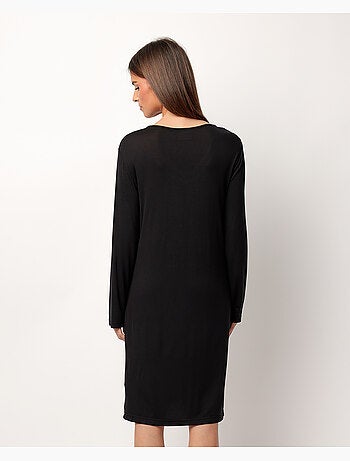 Chemise de nuit de luxe unie à manches longues ADMAS LUXURY pour femme