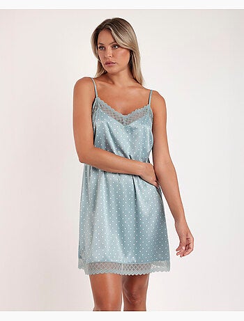 Chemise de nuit de mariée à bretelles en dentelle à pois pour femme ADMAS CLASSIC