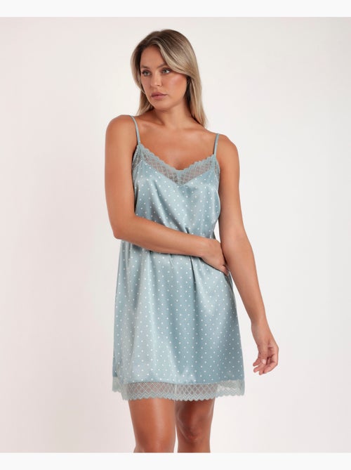 Chemise de nuit de mariée à bretelles en dentelle à pois pour femme ADMAS CLASSIC - Kiabi