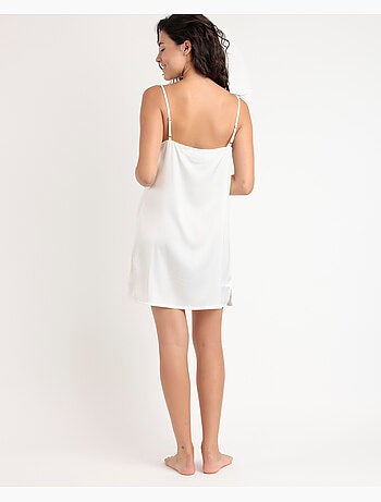 Chemise de nuit de mariée à bretelles en plumes de marabout pour femme ADMAS LUXURY