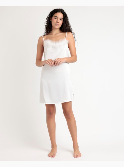 Chemise de nuit de mariée à bretelles en plumes de marabout pour femme ADMAS LUXURY - Kiabi