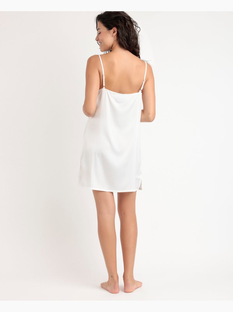 Chemise de nuit de mariée à bretelles en plumes de marabout pour femme ADMAS LUXURY Blanc - Kiabi