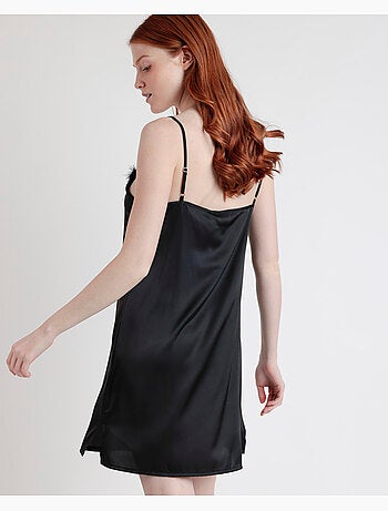 Chemise de nuit de mariée à bretelles en plumes de marabout pour femme ADMAS LUXURY