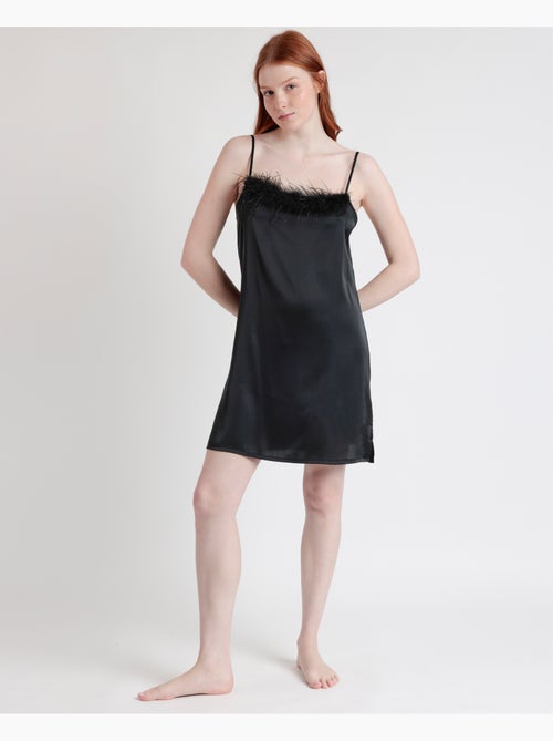 Chemise de nuit de mariée à bretelles en plumes de marabout pour femme ADMAS LUXURY - Kiabi