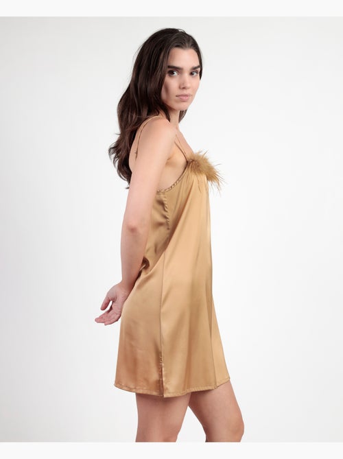 Chemise de nuit de mariée à bretelles en plumes de marabout pour femme ADMAS LUXURY - Kiabi Chemise de nuit de mariée à bretelles en plumes de marabout pour femme ADMAS LUXURY - Kiabi