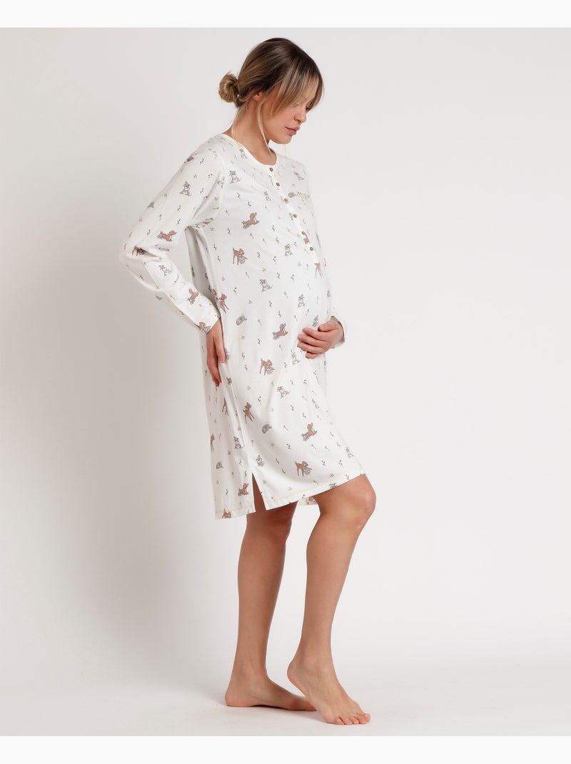 Chemise de nuit de maternité à manches longues Bambi You Are So Loved pour femme Disney Ecru - Kiabi
