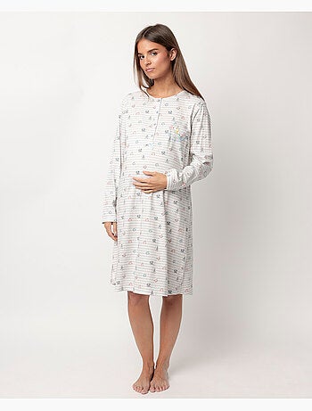 Chemise de nuit de maternité à manches longues et boutonnée Alice pour femme Disney