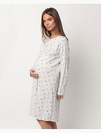Chemise de nuit de maternité à manches longues et boutonnée Alice pour femme Disney