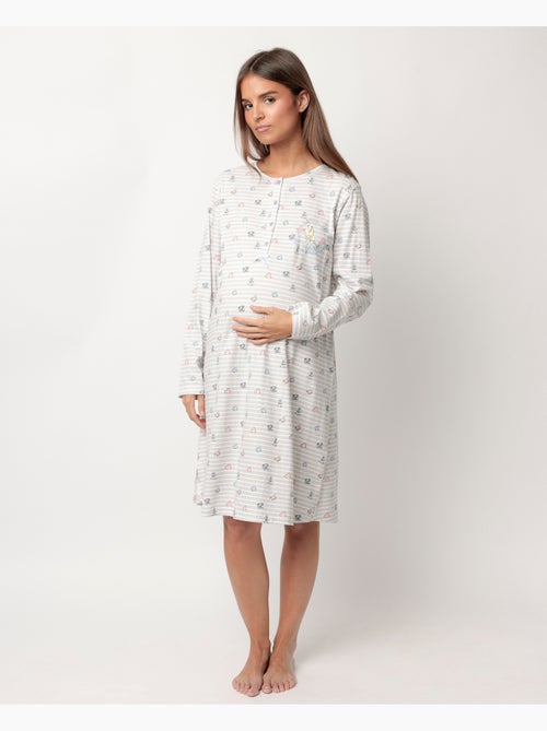 Chemise de nuit de maternité à manches longues et boutonnée Alice pour femme Disney - Kiabi