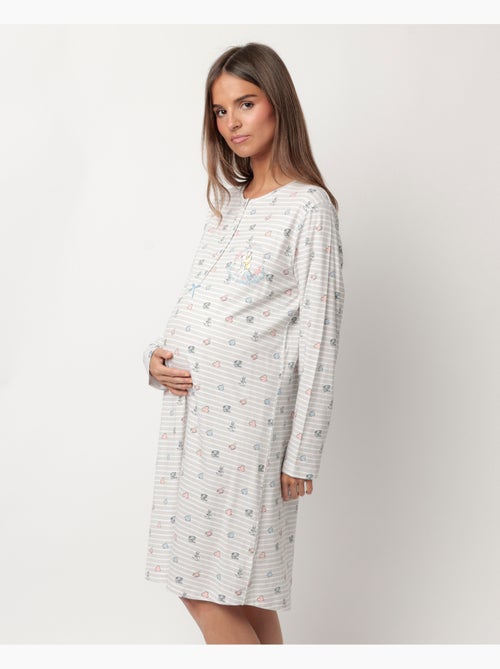 Chemise de nuit de maternité à manches longues et boutonnée Alice pour femme Disney - Kiabi