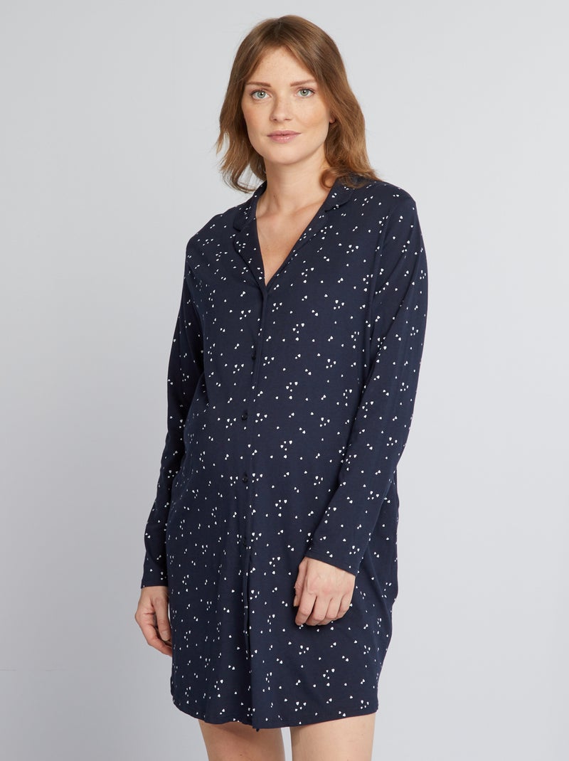 Chemise de nuit de maternité Bleu - Kiabi