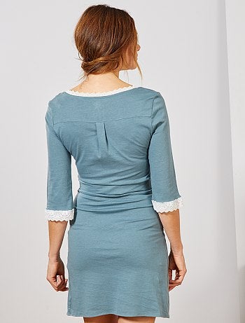 Chemise de nuit de maternité en coton biologique - Kiabi