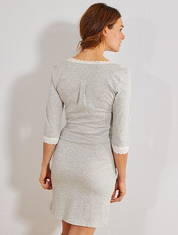 Chemise de nuit de maternité en coton biologique - Kiabi