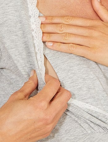 Chemise de nuit de maternité en coton biologique - Kiabi