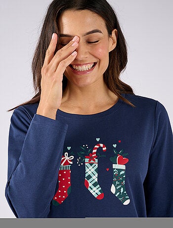 Chemise de nuit de Noël en maille jersey pur coton peigné - Damart