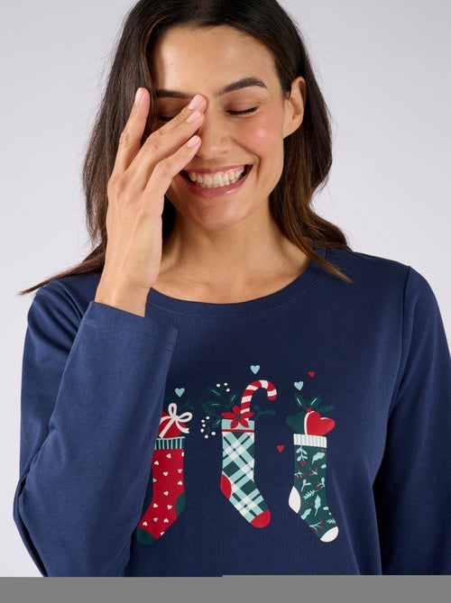 Chemise de nuit de Noël en maille jersey pur coton peigné - Damart - Kiabi