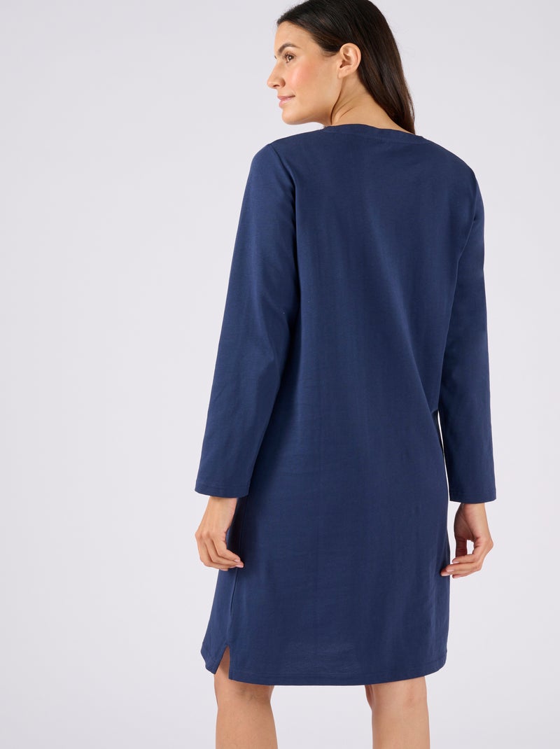 Chemise de nuit de Noël en maille jersey pur coton peigné - Damart Bleu marine - Kiabi