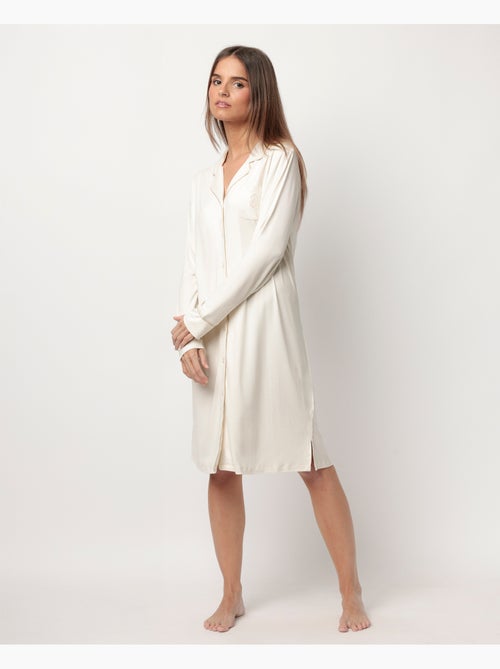 Chemise de nuit de nuit douce à manches longues et dos ouvert pour femme ADMAS CLASSIC - Kiabi