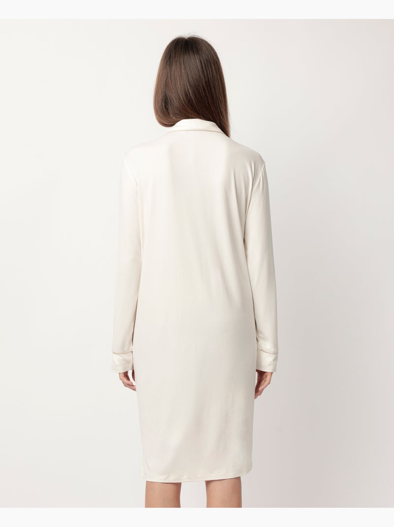 Chemise de nuit de nuit douce à manches longues et dos ouvert pour femme ADMAS CLASSIC Champagne - Kiabi