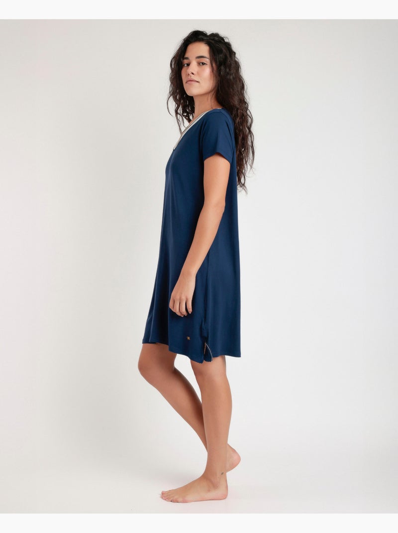 Chemise de nuit de voyage à manches courtes pour femme ADMAS Bleu marine - Kiabi
