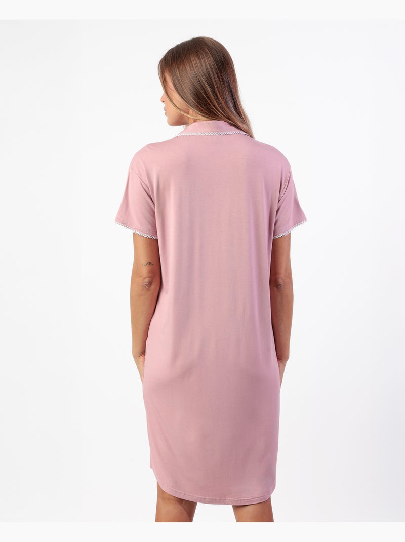 Chemise de nuit d'été classique à manches courtes pour femme ADMAS CLASSIC Rose - Kiabi
