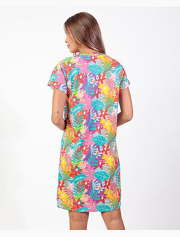 Chemise de nuit d'été tropicale à manches courtes pour femme ADMAS