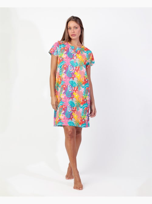 Chemise de nuit d'été tropicale à manches courtes pour femme ADMAS - Kiabi