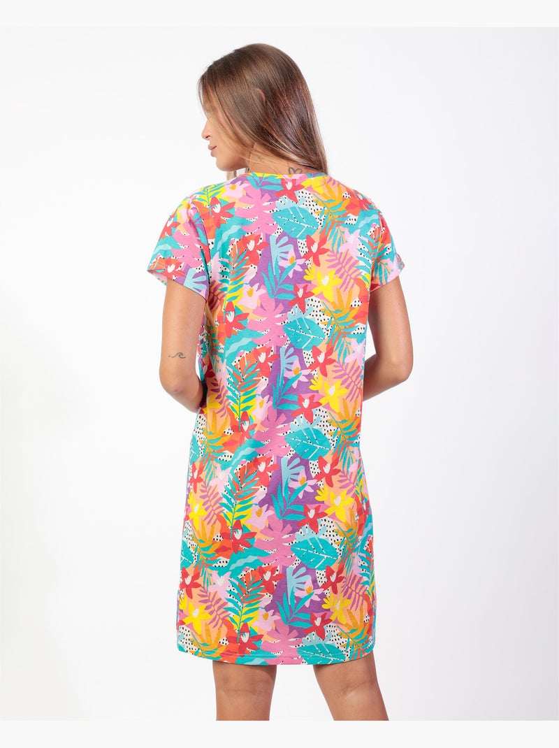 Chemise de nuit d'été tropicale à manches courtes pour femme ADMAS Multicolore - Kiabi