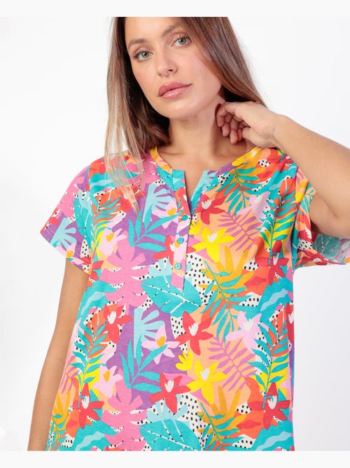 Chemise de nuit d'été tropicale à manches courtes pour femme ADMAS - Kiabi