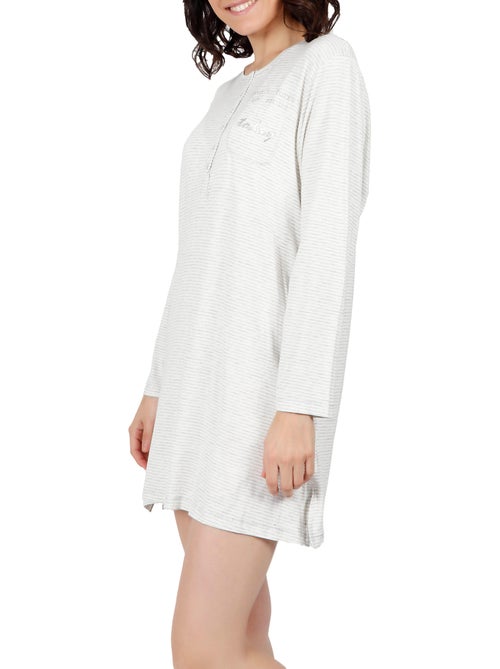 Chemise de nuit Do Not Forget To Smile gris - Kiabi Chemise de nuit Do Not Forget To Smile gris - Kiabi