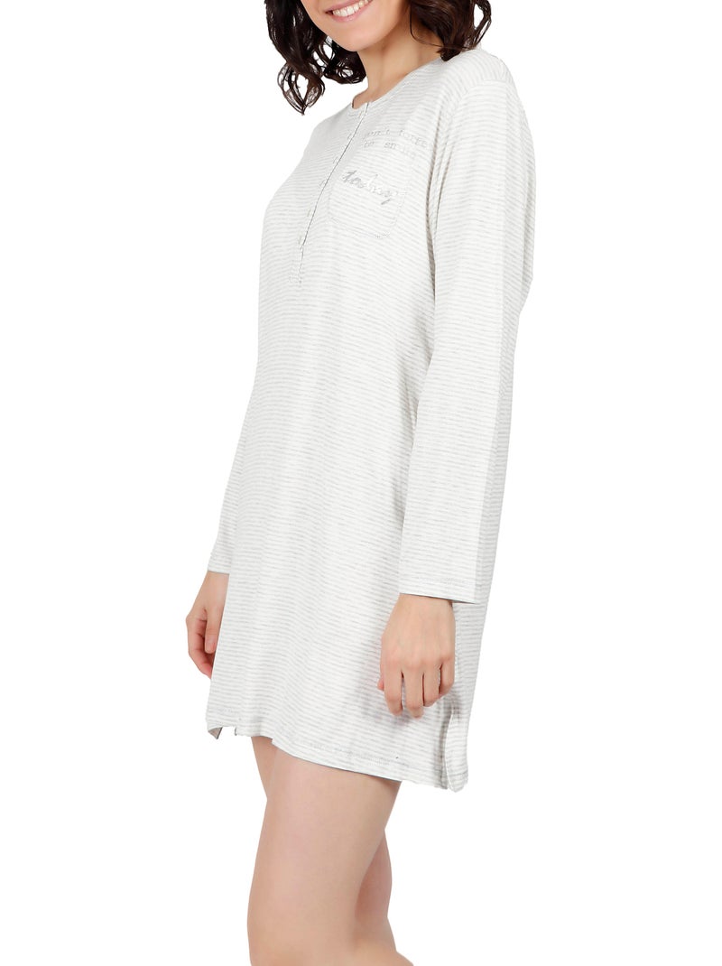 Chemise de nuit Do Not Forget To Smile gris Gris - Kiabi