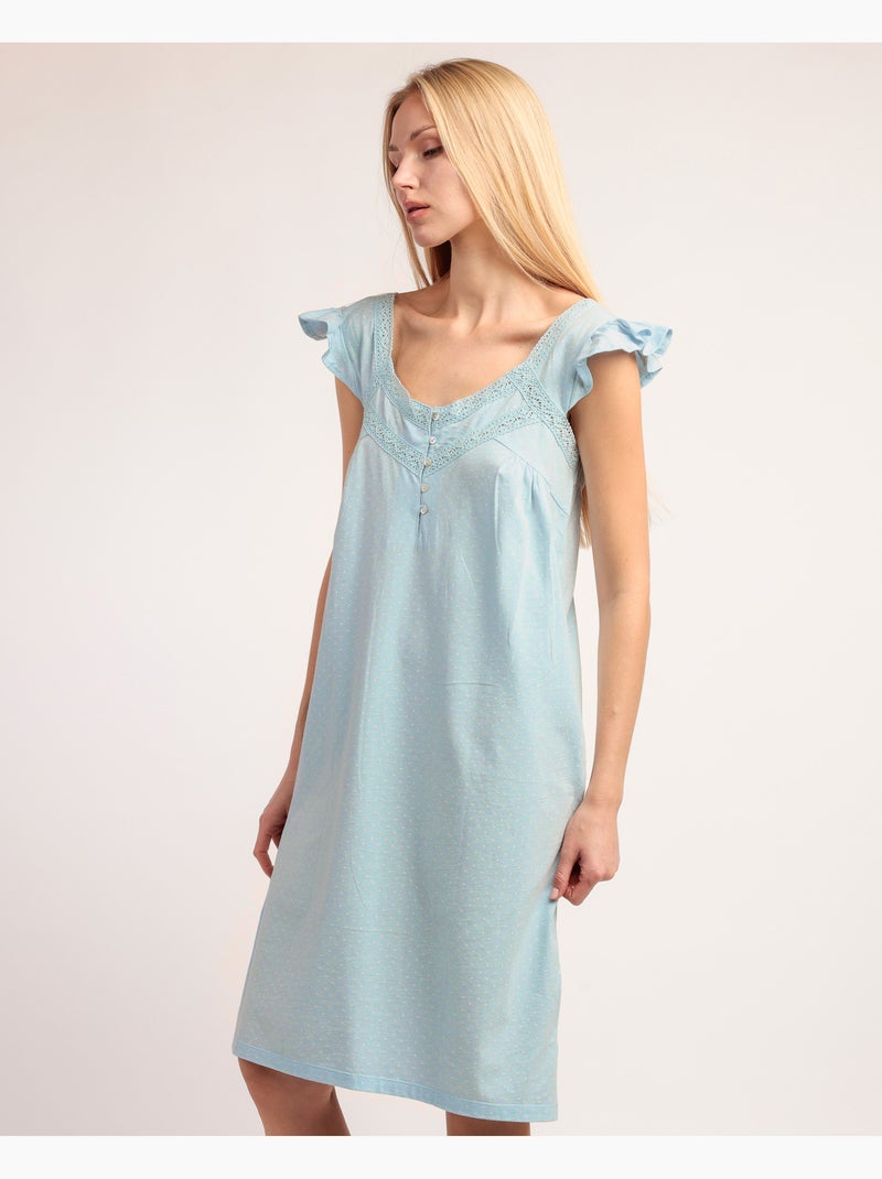 Chemise de nuit Dream Dots pour femme ADMAS CLASSIC Bleu ciel - Kiabi