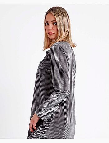 Chemise de nuit manches longues Elegant Stripes
