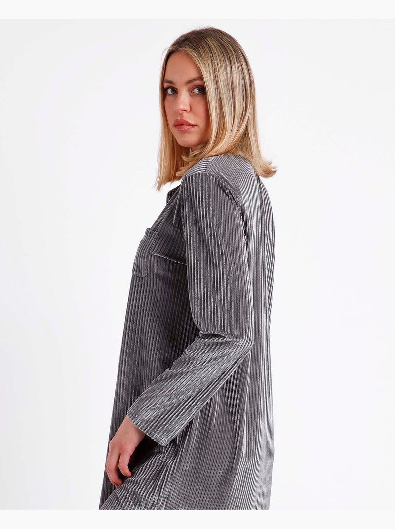 Chemise de nuit élégante à manches longues à rayures ADMAS CLASSIC pour femme Gris - Kiabi