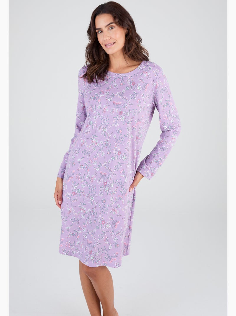 Chemise de nuit émerisée - Damart Violet - Kiabi